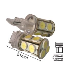 Coppia 2 Lampade Led T25 3157 P27/7W Con 13 Smd 9080 Bianco Freddo 6000K 12V 6W