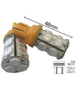 Coppia 2 Lampade Led T20 7443 W21/5W Con 13 Smd 9080 Colore Giallo Arancione 12V 6W