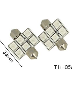 Coppia 2 Lampade Led T11 C5W Siluro 33mm Con 6 Smd 5050 Colore Rosso 12V 1W