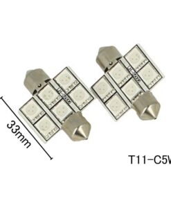 Coppia 2 Lampade Led T11 C5W Siluro 33mm Con 6 Smd 5050 Colore Giallo 12V 1W