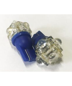 Coppia 2 Lampade Led T10 Con 5 Led F5 Flux Colore Blu Blue 12V 0,2W