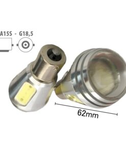 Coppia 2 Lampade Led BA15S 1156 P21W Con 5 Power Led Da 2W Bianco Freddo 6000K 12V 10W