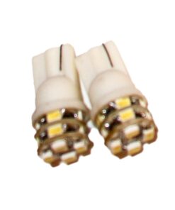 Coppia 2 Lampade Led T10 Con 12 Smd 3528 Colore Bianco Freddo 6000K 12V 1W