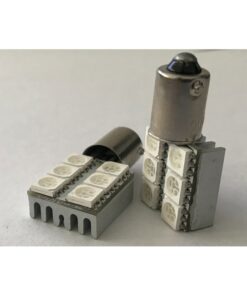 Coppia 2 Lampadine Led BA9S T4W Piedi Dritti Con 6 Smd 5050 Laterale Giallo Yellow 12V 1W