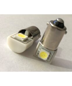Coppia 2 Lampadine Led BA9S T4W Piedi Dritti Con 1 Smd 5050 Laterale Bianco Freddo 6000K 12V 0,2W