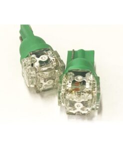 Coppia 2 Lampade Led T10 Con 5 Led F5 Flux Colore Verde Green 12V 0,2W