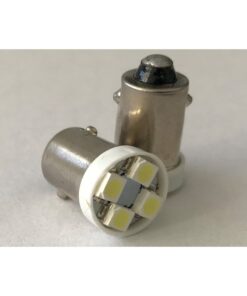 Coppia 2 Lampadine Led BA9S T4W Piedi Dritti Con 4 Smd 3528 Bianco Freddo 6000K 12V 0,2W