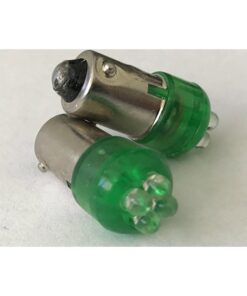 Coppia 2 Lampadine Led BA9S T4W Piedi Dritti Con 4 Led F3 Colore Verde 12V 0,2W