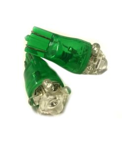 Coppia 2 Lampade Led T10 Con 1 Led F5 Flux + 4 Led F3 Colore Verde Green 12V 0,2W