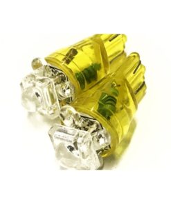 Coppia 2 Lampade Led T10 Con 1 Led F5 Flux + 4 Led F3 Colore Giallo Yellow 12V 0,2W