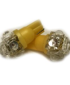 Coppia 2 Lampade Led T10 Con 5 Led F5 Flux Colore Giallo Yellow 12V 0,2W