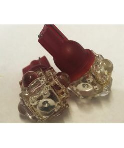 Coppia 2 Lampade Led T10 Con 5 Led F5 Flux Colore Rosso Red 12V 0,2W