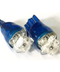Coppia 2 Lampade Led T10 Con 1 Led F5 Flux + 4 Led F3 Colore Blu Blue 12V 0,2W