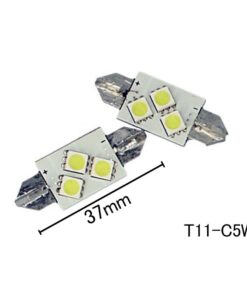 Coppia 2 Lampade Led T11 C5W Siluro 37mm Con 3 Smd 5050 Colore Bianco Freddo 6000K 12V 1W