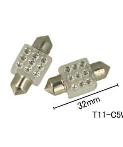 Coppia 2 Lampade Led T11 C5W Siluro 32mm Quadrato Con 9 Led F3 Colore Giallo Yellow 12V 0,2W