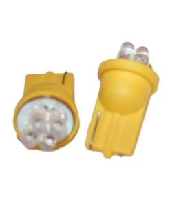 Coppia 2 Lampade Led T10 Con 4 Led F3 Colore Giallo Yellow 12V 0,2W