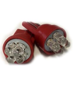 Coppia 2 Lampade Led T10 Con 4 Led F3 Colore Rosso Red 12V 0,2W