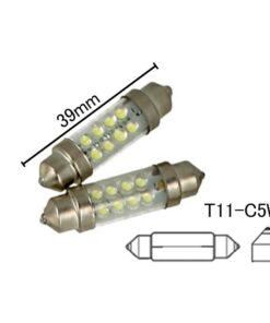 Coppia 2 Lampade Led T11 C5W Siluro 39mm Con 8 Led F3 Colore Verde Green 12V 0,2W