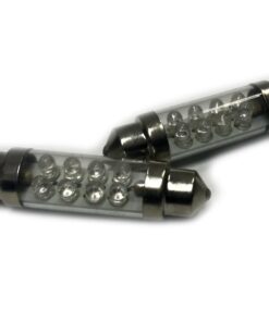 Coppia 2 Lampade Led T11 C5W Siluro 39mm Con 8 Led F3 Colore Blu Blue 12V 0,2W