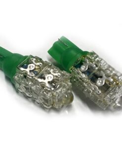 Coppia 2 Lampade Led T10 Con 9 Led F5 Flux Colore Verde Green 12V 1W