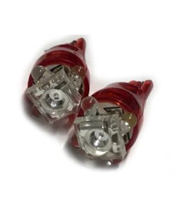 Coppia 2 Lampade Led T10 Con 1 Led F5 Flux + 4 Led F3 Colore Rosso Red 12V 0,2W