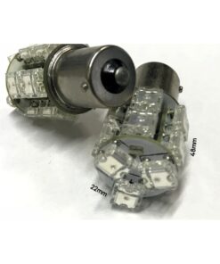 Alternative view of Coppia 2 Lampade Led BA15S 1156 P21W Con 13 F5 Quadrato Colore Rosso 12V 2W