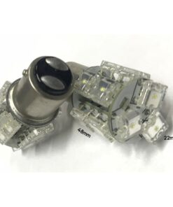 Coppia 2 Lampade Led BAY15D 1157 P21/5W Con 13 F5 Quadrato Colore Bianco Freddo 6000K 12V 2W