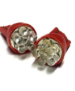 Coppia 2 Lampade Led T10 Con 6 Led F3 Colore Rosso Red 12V 0,2W