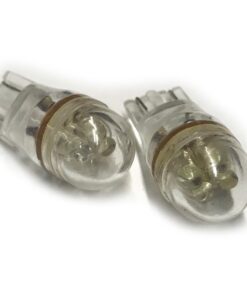 Coppia 2 Lampade Led T10 Con 4 Led F3 Cappuccio Tondo Colore Bianco Freddo 6000K 12V 0,2W