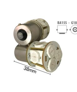 Coppia 2 Lampade Led BA15S 1156 P21W Con 8 Smd 9080 Colore Giallo Arancione 12V 4W