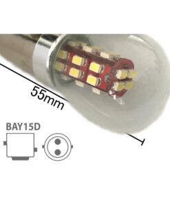 Coppia 2 Lampade Led BAY15D 1157 P21/5W Con 28 Smd 3014 Bianco Freddo 6000K 12V 2W Stessa Grandezza Originale