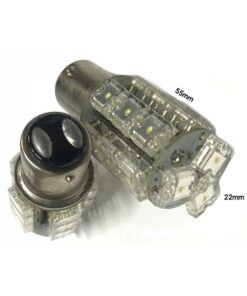 Coppia 2 Lampade Led BAY15D 1157 P21/5W Con 18 F5 Quadrato Colore Rosso 12V 3W