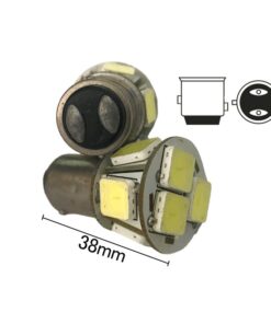Coppia 2 Lampade Led BAY15D 1157 P21/5W Con 8 Smd 9080 Bianco Freddo 6000K 12V 4W