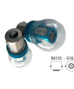 Coppia 2 Lampade Led BA15S 1156 P21W Giallo Arancione 4 Power Led Da 2 W + 1 Led Cree da 5W Frontale 12V 13W