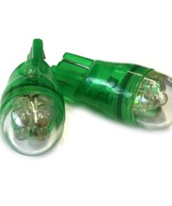 Coppia 2 Lampade Led T10 Con 4 Led F3 Cappuccio Tondo Colore Verde Green 12V 0,2W