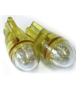 Coppia 2 Lampade Led T10 Con 4 Led F3 Cappuccio Tondo Colore Giallo Yellow 12V 0,2W