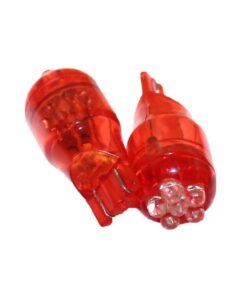 Coppia 2 Lampade Led T10 T15 Con 6 Led F3 Colore Rosso Red 12V 0,2W