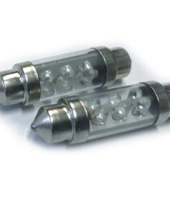 Coppia 2 Lampade Led T11 C5W Siluro 39mm Con 6 Led F3 Colore Blu Blue 12V 0,2W