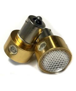 Coppia 2 Lampade Led BA15S 1156 P21W Con 3 Power Led 1W Laterale + 1 Power Led 2W Frontale Colore Giallo Arancione 12V 5W