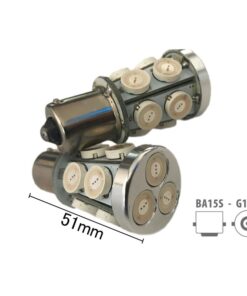 Coppia 2 Lampade Led BA15S 1156 P21W Con 13 Smd 9080 Colore Giallo Arancione 12V 6W