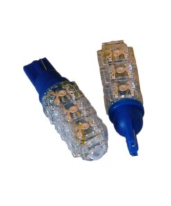 Coppia 2 Lampade Led T10 Con 13 Led F5 Flux Colore Blue Blu 12V 2W