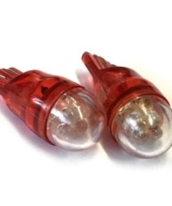 Coppia 2 Lampade Led T10 Con 4 Led F3 Cappuccio Tondo Colore Rosso Red 12V 0,2W