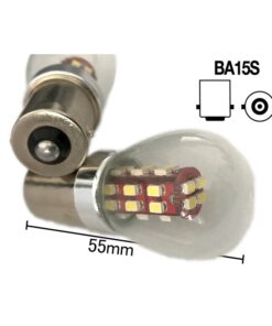 Coppia 2 Lampade Led BA15S 1156 P21W Con 28 Smd 3014 Rosso 12V 2W Stessa Grandezza Originale