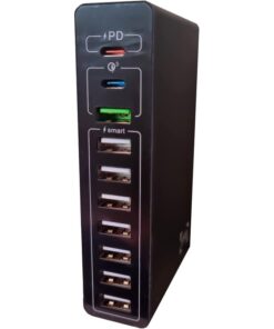 Alimentatore Caricabatterie USB da Muro 65W 2 USB Type C PD 1 USB QC3,0 7 USB Smart