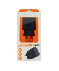 Caricatore USB C 25W Nero Caricabatterie PD Ricarica Ultra Rapida 5V 3A 9V 2,77A