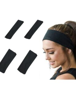 4 Pezzi Fascia Sportiva Capelli Nero per Uomo e Donna Larga 8cm