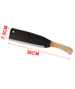 Machete con Lama Nera in Acciaio, Manico in legno, Lunghezza 36cm, Ideale per Lavori da Giardino