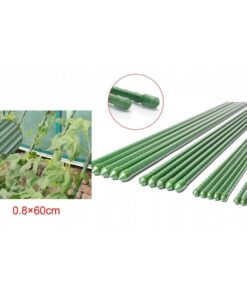 10 Pezzi Supporto Piante Rampicanti Bastone In Acciaio Plastificato Verde 0,8X55cm