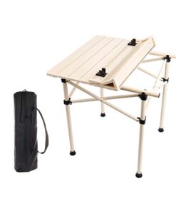 Tavolo Pieghevole da Esterno, Tavolino per Picnic da Giardino, 51x50x50cm, Bianco, con Borsa di Trasporto