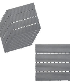 10 Pezzi Piastrelle Plastica Giardino 30x30x2cm Pavimento Esterno PVC Grigio